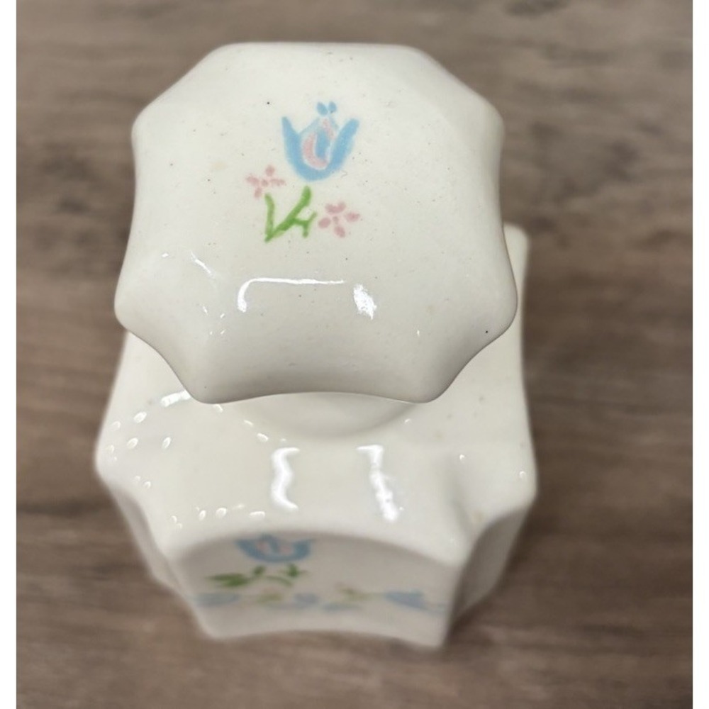 Vintage French Perfume Bottle Hand Painted Porcelain Floral Old Paris M Century